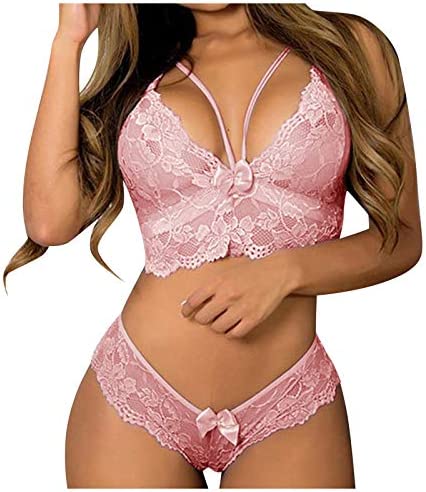 AMhomely Womens Babydoll Lingerie Sets Plus Size Underwear Set Adult Naughty Bra Briefs 2 Piece Sexy Lace Teddy Nightwear Bedroom Erotic Outfits Female Erotic Clothing
