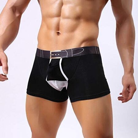 HDDNZH Men'S Underwear,Sexy Fashion Pockets Black Boxer Shorts Brand Men Underwear Boxer Cotton Body Sexy Gay Penis Pouch Underpants Breathable Comfortable Stretch Boxer Briefs