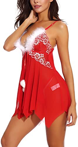 ONGASOFT Sexy Lingerie Set for Woman Naughty Front Open Closure V Neck Babydoll with G-String