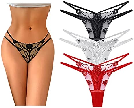 Women Mesh Thong Floral G-string Panties Sexy Knickers Lingerie Underwear 3/7 Pack