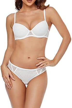 Orbescl Women's Lace Bra Push Up Bra and Panty Comfortale Lingerie Underwear with Underwire for Valentine's Day Birthday