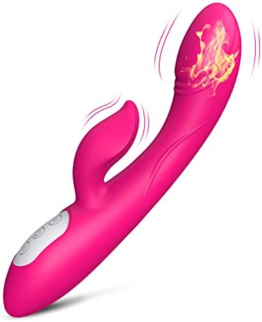 Rabbit Vibrator G Spot with Bunny Ears for Clitoris Stimulation, Waterproof Dildo Clit Stimulator with 12 Vibration Modes Quiet Dual Motor for Women Adult Sex Toy for Women Couple (Red)