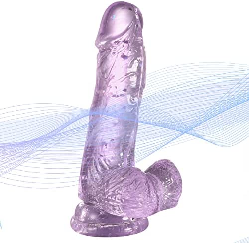 Realistic Dildos Feels Like Skin, Clear Dildo with Suction Cup for Hands-Free Play, Body-Safe Material and Adult Sex Toys for Women (Purple, 6.1In*1.4in)