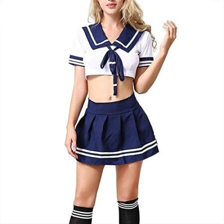 Kadila Store Japanese School Girl Outfit Schoolgirl Lingerie Costume Fancy Dress Role Play Bodysuit Cosplay Uniform, Blue, L