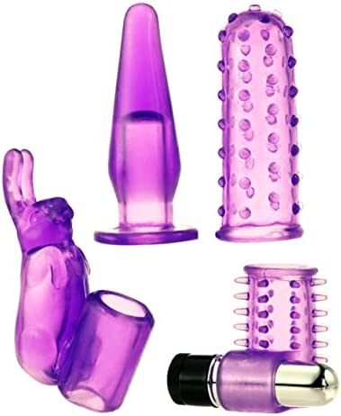 Kinx 4 Play Couples Kit Bullet Vibrator with Attachments 1.5 Inch, Purple, 1 ct