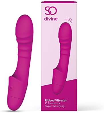 So Divine Pash 10 Function Ribbed Vibrator- Powerful but Quiet Sex Toy for Women- Body Safe Silicone - Waterproof - Pink - Discreet delivery.