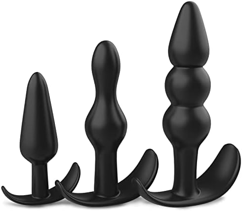 Butt Plug, Pack of 3 Anal Plugs, Silicone Anal Trainer Set from Beginners to Advanced Player, Anal Beads Plug Kit for Comfortable Long-Term Wear, Anal Adult Sex Toys for Couples by HBABY