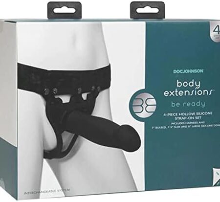 Doc Johnson Body Extensions Hollow Strap On, Black, 4-Piece