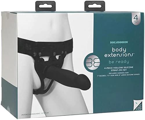 Doc Johnson Body Extensions Hollow Strap On, Black, 4-Piece
